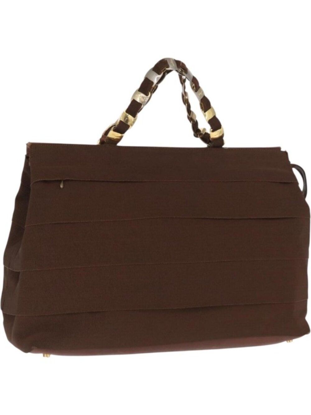 Salvatore Ferragamo Vala Tote Bag Canvas Brown Gold